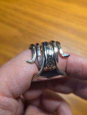 Yourex 1900's Silver Fork Ring with Scroll Detail Handmade